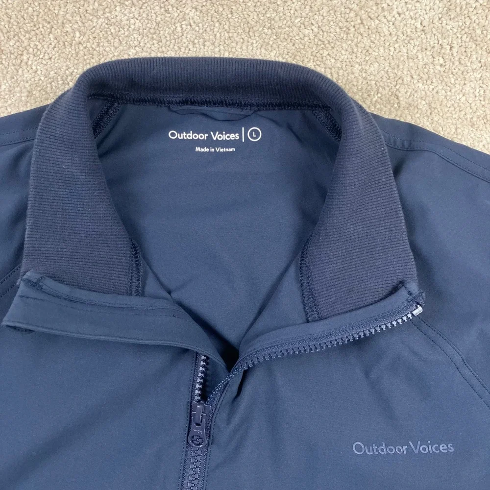 Outdoor Voices Men's L Performance Bomber Jacket Navy Full Zip Athletic Light